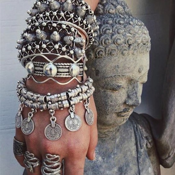 🎀 BE HAPPY 🎀 BOOTS WEDGE HEEL SARONG BELL SLEEVE STUD EMPIRE WAIST  FLARE LONG - Picture 10 of 16